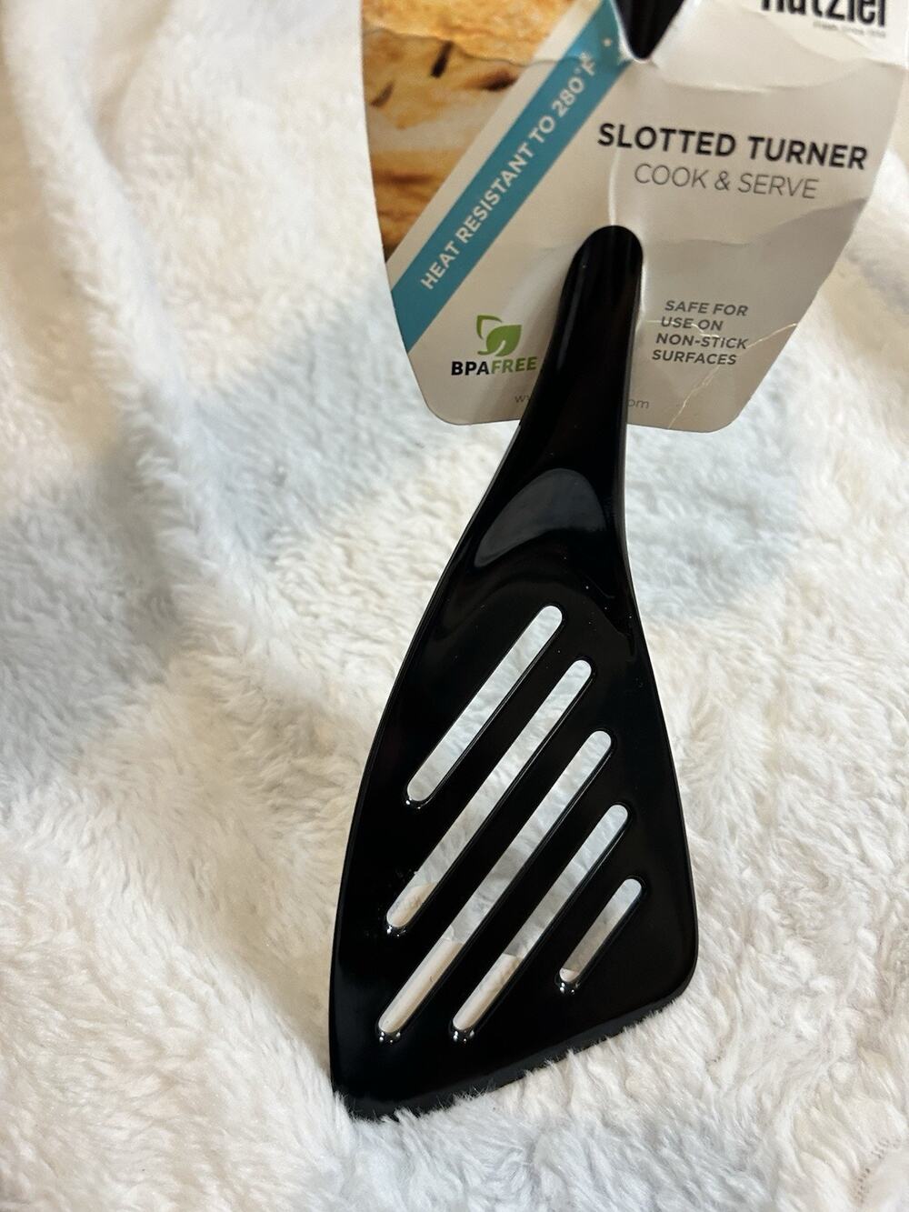 Hutzler 12.5 Inch Melamine Angled Slotted Turner Spatula -